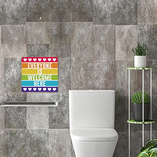 Rustic Love Heart Decor Welcome Sign Wood Wall Art Wall Hanging Decor Inspirational Funny Diversity Pride Wooden Decorative Plaque Sign For Home Door Outdoor Classroom Everyone Is Welcome Here Sign #TOP6