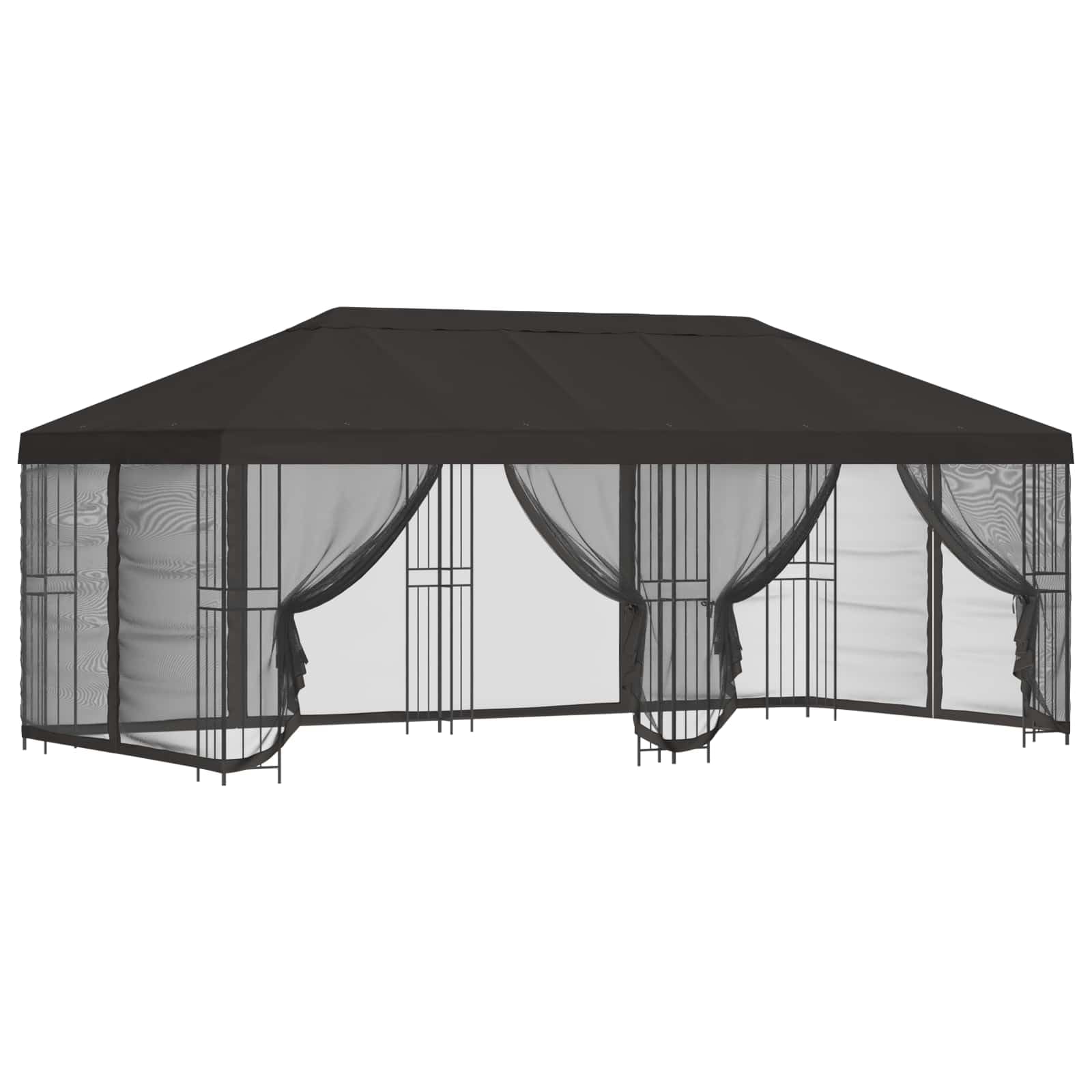 Altana z Bokami 6 x 3 m Bezowy Poliester i Stal 190 gsm, 2 Sztuki
