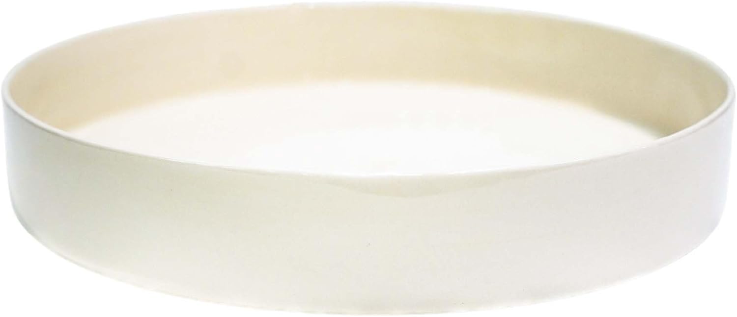 Ivyline Bowen Candle Plate in Linen - Modern Table Centrepiece - Stylish Dish Durable Home Decoration - H2.5 x D20 cm
