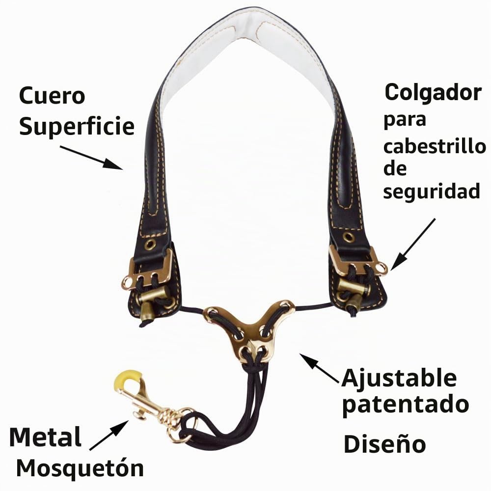 adorence Preminum - Correa para el cuello del saxofón (hecha a mano con piel auténtica, almohadilla transpirable y gancho de metal), diseño ergonómico de correa para saxofón