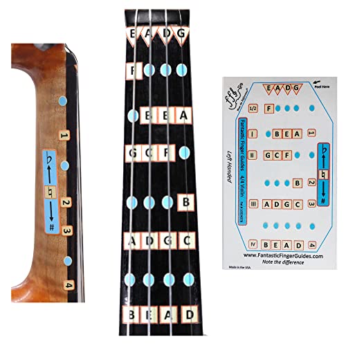 Image of Fantastic Finger Guide for Violins Adult Beginner | Stringed Musical Instruments | Fingerboard and Fretboard Stickers for Learning All Notes | Play or Fiddle (LH 4 /4)