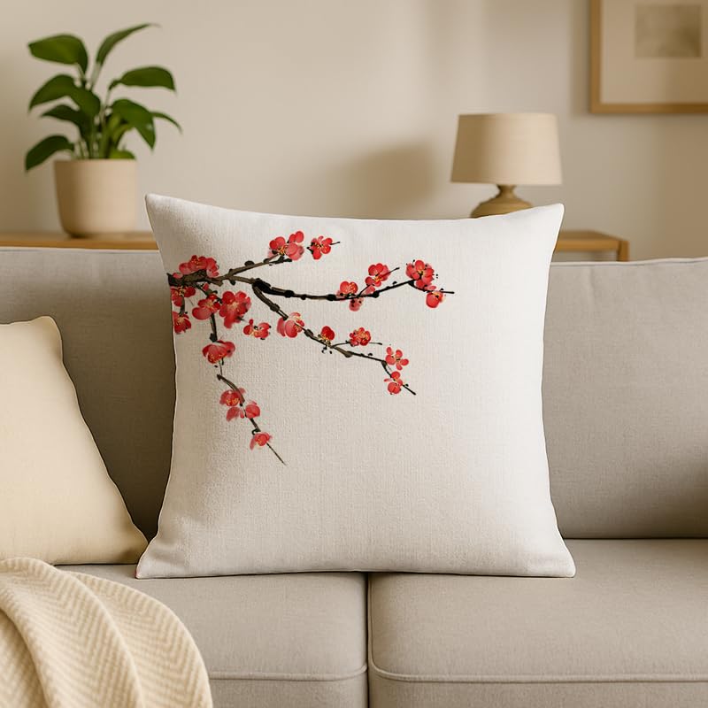 Sladjana Elegant Chinese Plum Blossom Pillow Covers - Ideal Decor for Sofa, Living Room, Bedroom & Bay Window(16 * 16inch,ZSMH-A)