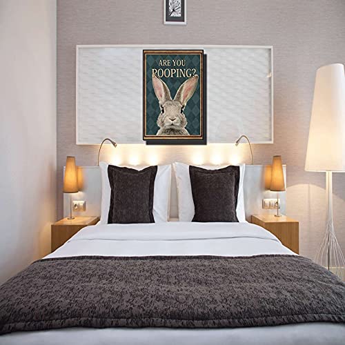 With Frame Rabbit Poster Funny Rabbit Decor Bathroom Decor Bathroom Art Nursery Decor Rabbit Lover Gift Canvas Wall Art Artwork Painting Easter Decorations 08X12Inch Wooden Framed #TOP3