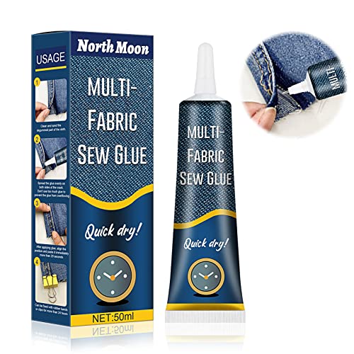 Cloth Repair Sew Glue, Fabric Glue Permanent, Fabric Glue for Jeans, Printing Pants, Cotton Flannel,Denim Leather, Fast Dry and Clear Washable