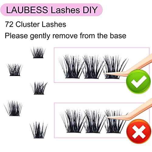 Image of Cluster Lashes 72pcs Individual Lashes Mixed Tray Volume Eyelash Clusters DIY Lash Extension Fluffy Cluster Eyelash Extensions Kit Soft Lash Clusters (01-0.07C, 9-16mm)
