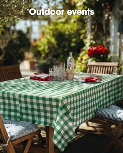 Image of Pureegg Premium Use and Throw Table Covers 10 Pack 54x108 Inch Black for Rectangular Tables, Green Plaid