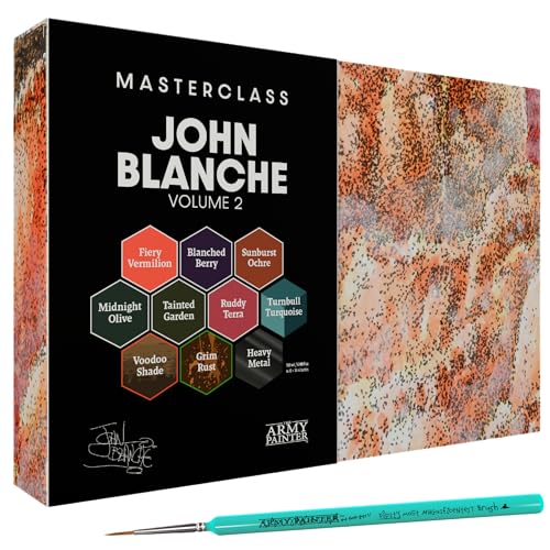 The Army Painter, Masterclass John Blanche Volume 2 Paint Set Combo, 6 Warpaints Fanatic Paints, 1 Speedpaint, 1 Wash, 1 Effect, 1 Metallic, 1 Art Print & Brush - Model Paint for Miniature Wargaming