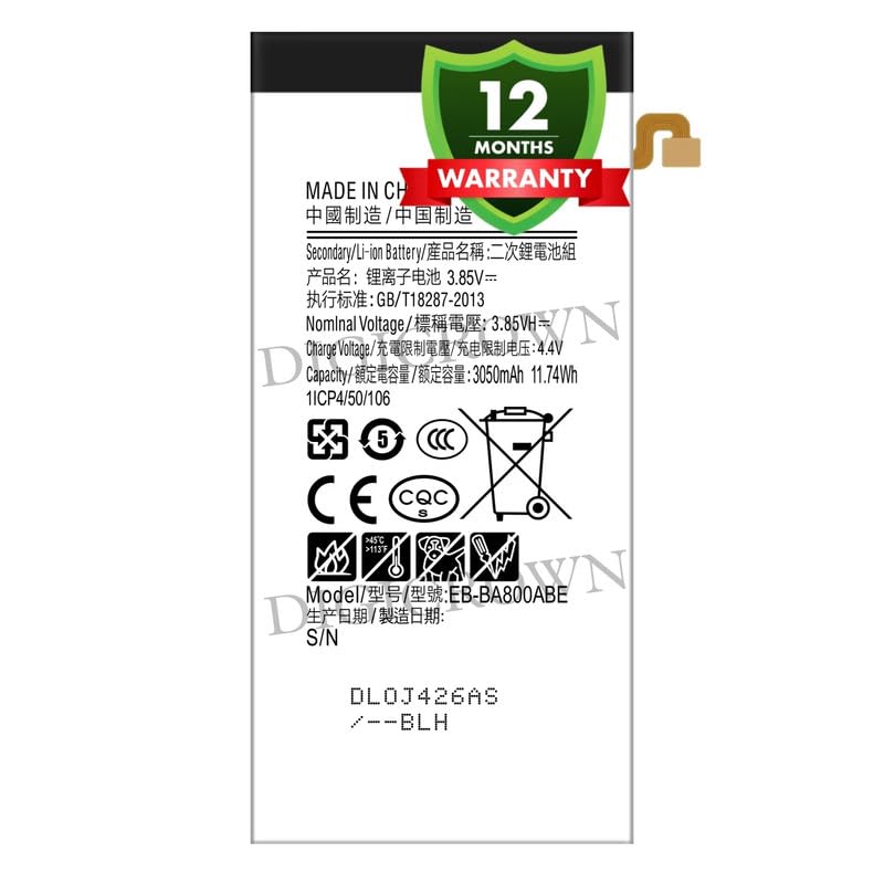 Image of Original EB-BA800ABE Battery Compatible for Samsung Galaxy A8 | A8 Duos (SM-A8000, SM-A800F) - (3050mAh) - 1 Year Warranty DF7