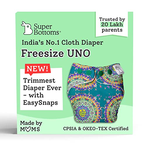 Image of SuperBottoms UNO Freesize Cloth Diaper | Cloth diaper for babies 3M to 3Y | Washable & Reusable cloth diaper | Comes with cloth diaper inserts | 1 Organic cotton Soaker + 1 Booster (SuperBum <3)