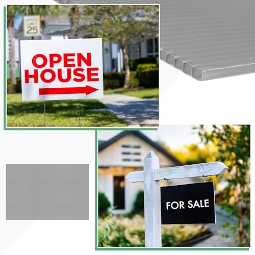 Image of M METERXITY 2-Pack Corrugated Plastic Sheets, 12 Inch x 18 Inch Waterproof Blank Corrugated Poster Board Yard Signs for Garage Sale /Office /Classroom /Party /Lawn Sign Road [3mm Thick, Gray]