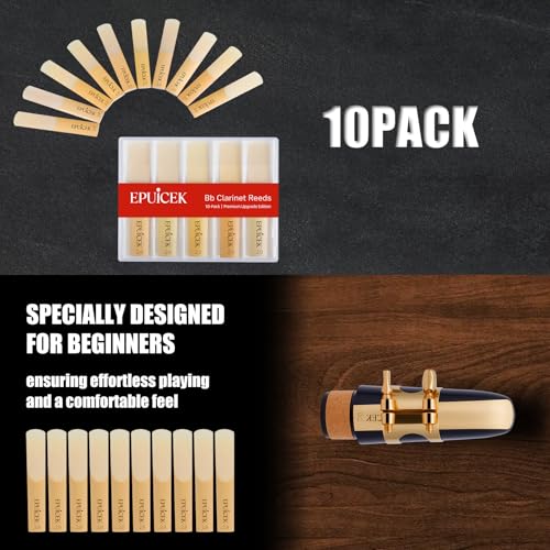 Image of Bb Clarinet Reeds, Strength 2.0 for Beginners, 10 Pack | B Flat Clarinet Reeds, Easy Respons