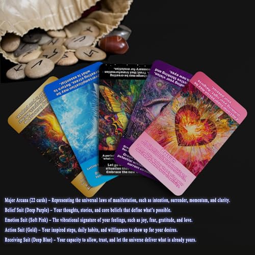 Image of MTRoyaldia Law of Attraction Oracle Cards: Beginner-Friendly Tarot Cards Deck for Daily Guidance, Energy Alignment, & Soul Growth, 78 Modern Tarot Cards