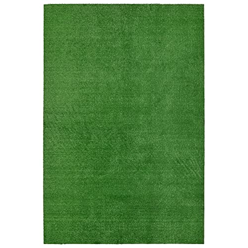 Garland Rug Artificial Grass 6 Ft. X 9 Ft. Large Indoor/Outdoor Area Rug Green -Lush Green Durable and Low-Maintenance for Patios Lawns and More