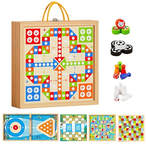 Juegos de Mesa Familiares - Juego De Hockey sobre Mesa - Juguete Educativo De Madera 7 En 1 De Batalla para Niños Niñas Cuidadores Guardería Hogar Aula Actividades
