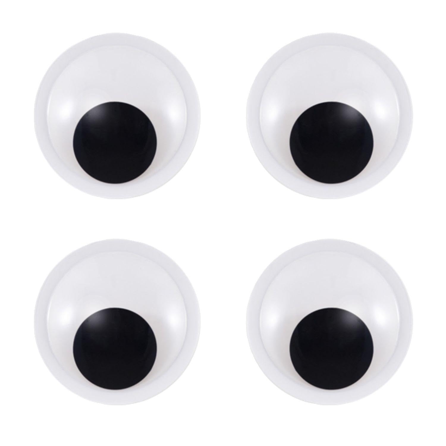 Eowvisn White 4 Pieces Self-Adhesive Eyes, Wide Eyes, Craft Eyes, Self-Adhesive Movable Eyes, 3D Eye Stickers, Scrapbook Craft Accessories