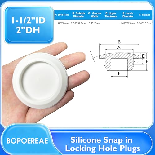 Image of 4 Pcs 50 mm Silicone Rubber Plugs Snap in Locking Hole Plugs for 50 mm (2 inch) Round Holes, Flush Type Rubber Stoppers, Flexible Tube Pipe End Caps Covers, Waterproof Sealing Plugs, White