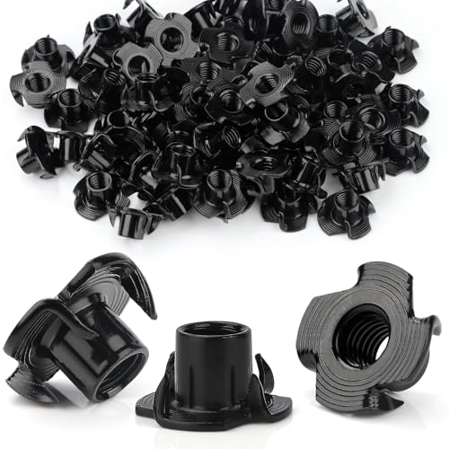 Mbsomnus Einschlagmuttern M8x10 mm Einschlagmutter 30 Stück Gewindeeinsatz Holz mit 4 Einschlagspitzen Einschraubmutter Kohlenstoffstahl Schlagmuttern für Holz Bretter Möbel Kletterwände DIY