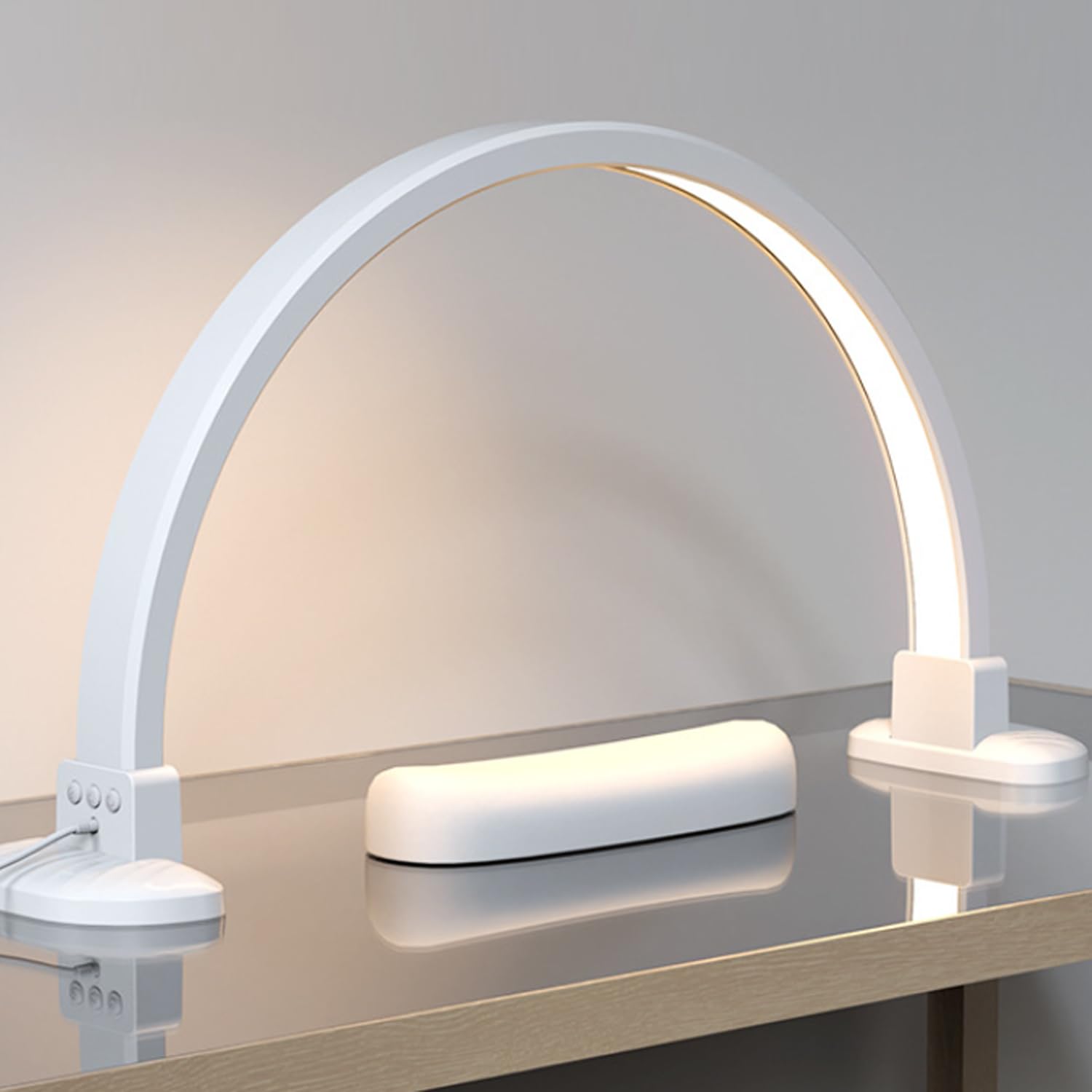 Lampada a Mezzaluna per Lampada per Ciglia, Lampada da Tavolo per Unghie ad Arco per estetiste, Nail Tech, Estetista, Lampada da scrivania a Mezzaluna con attenuazione Continua e,Bianca