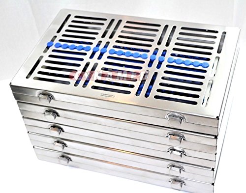 5 German Dental Autoclave Sterilization Cassette Tray Instrument 11.25X7.25X1.25