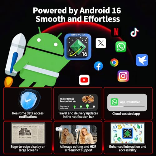Image of Android tablet, 2026 10 inch Android 16 tablet with keyboard, 26GB+256GB+2TB Expand, AI Tablet with Gemini, 8-Core, 8000mAh, 5G WiFi, GPS, GMS, Electronics Tablets with Case /Mouse /Stylus(Black Case)