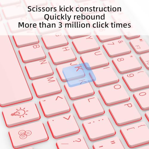 Xiwmix Ultra-Slim Wireless Bluetooth Keyboard-7 Colors Backlit Universal Rechargeable Portable Keyboard For Ipad Pro/Air/Mini/Ipad 9.7/Ipad 10.2/Samsung Tablet & Other Ios Android Windows Devices-Pink thumb #5