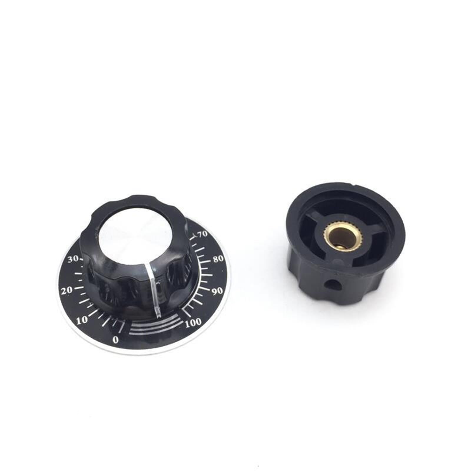 Juego de 10 tapas de perilla de potenciómetro de MF-A03, núcleo de cobre de 6mm con escala de perilla de potenciómetro 0-100 WTH118, escala digital