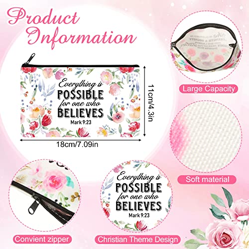 Talltalk 8 Pcs Christian Gifts for Women Religious Gifts Christian Cosmetic Bags Inspirational Bible Verse Pencil Pouch Makeup Bags with Zipper for Travel Women Mothers Day(Novelty Pattern)2