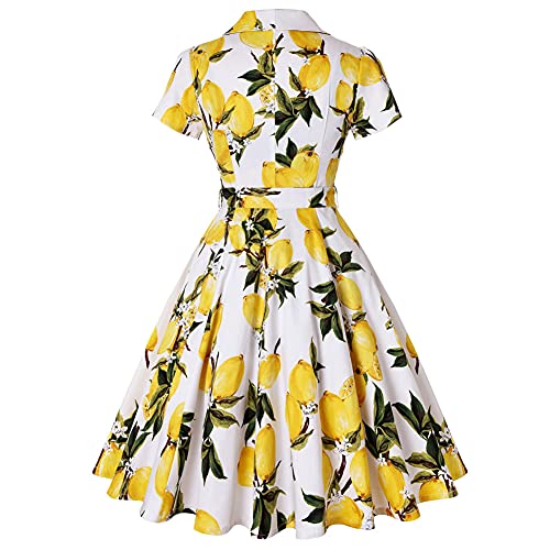 Image of 50s Dresses for Women Vintage 1950s Notch Lapel Cocktail Dress Retro 60s Rockabilly Audrey Hepburn Tea Party Dress