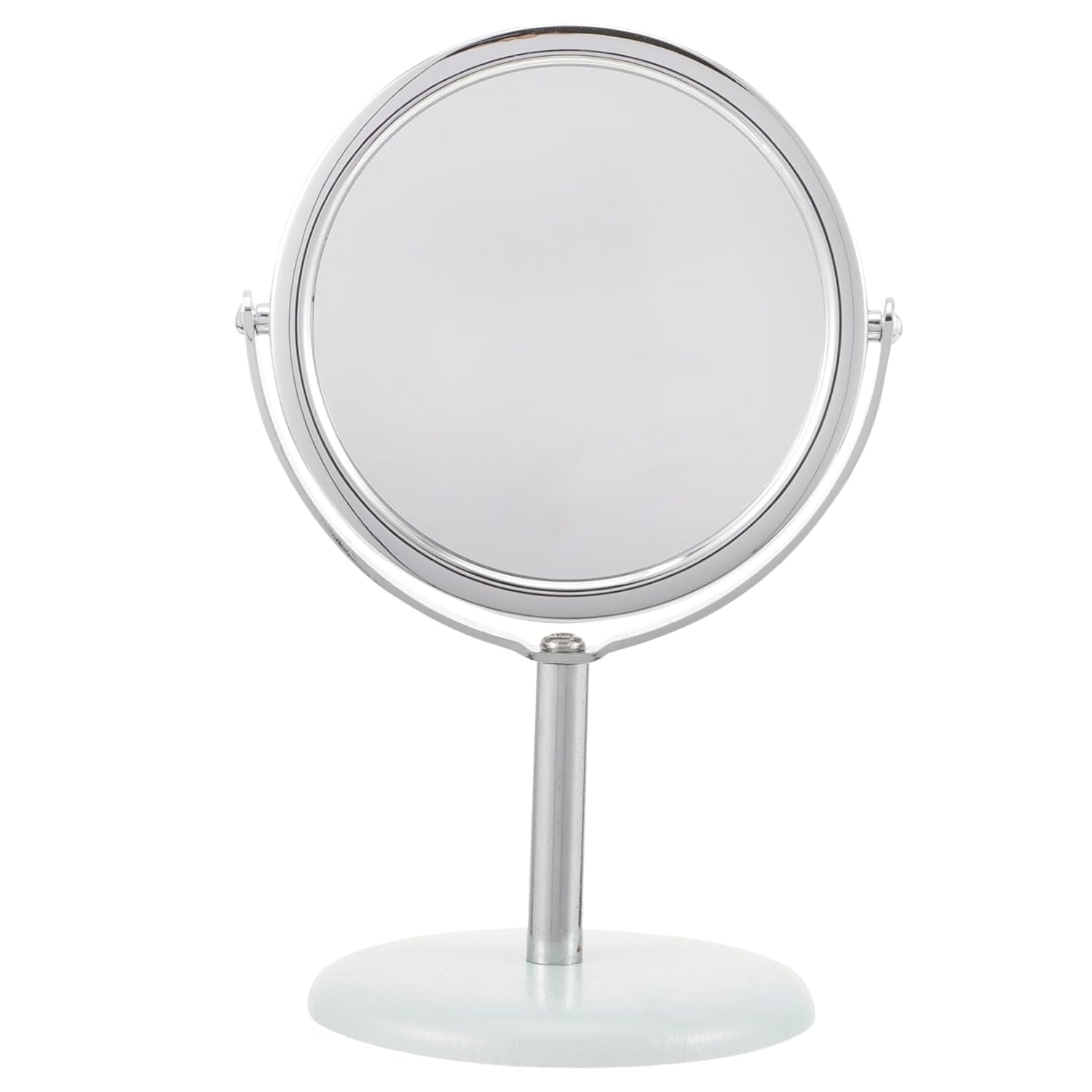 Desktop Swivel Bathroom Mirror Magnifying Cosmetic Mirror Vanity Mirror with Stand Desk Mirror Rotatable Double Sided Round Swivel Mirror Metal Frame (Silver)-picture-10