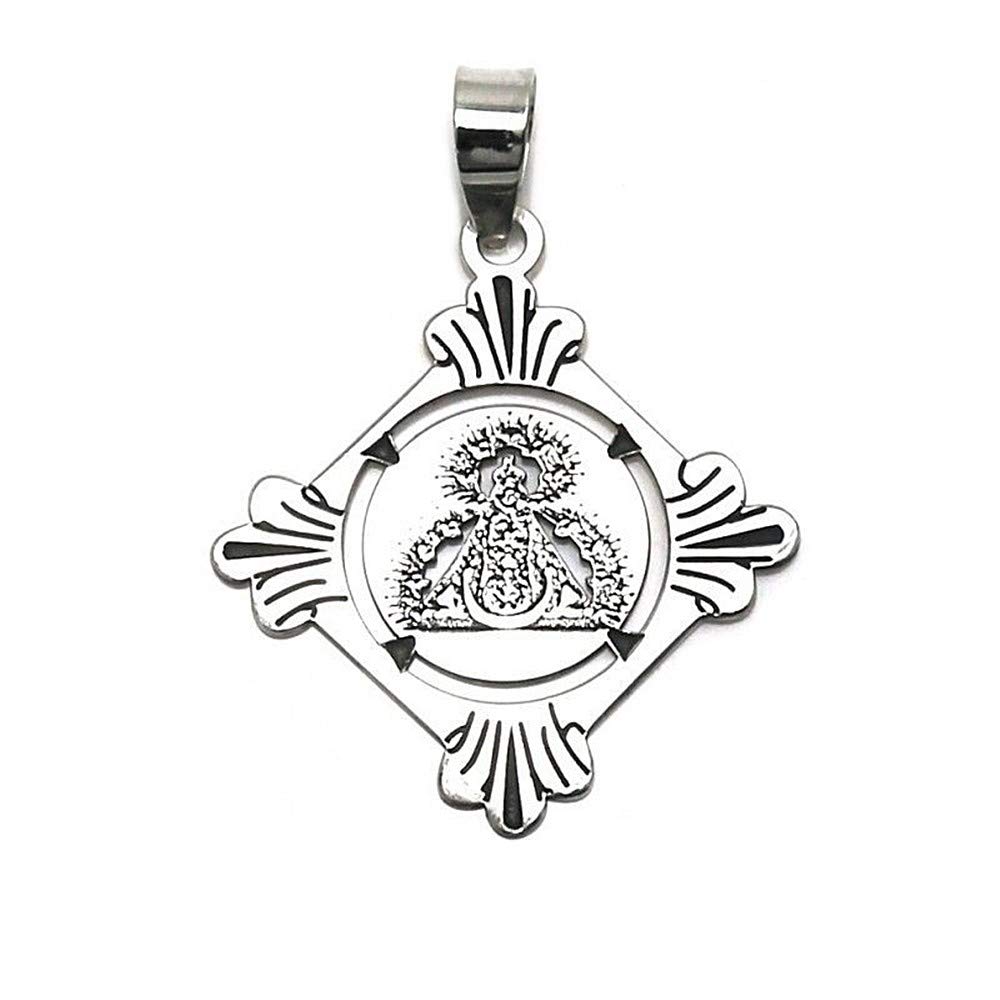 Colgante plata Ley 925m medalla 25mm. Virgen de la Cabeza [AC0465]