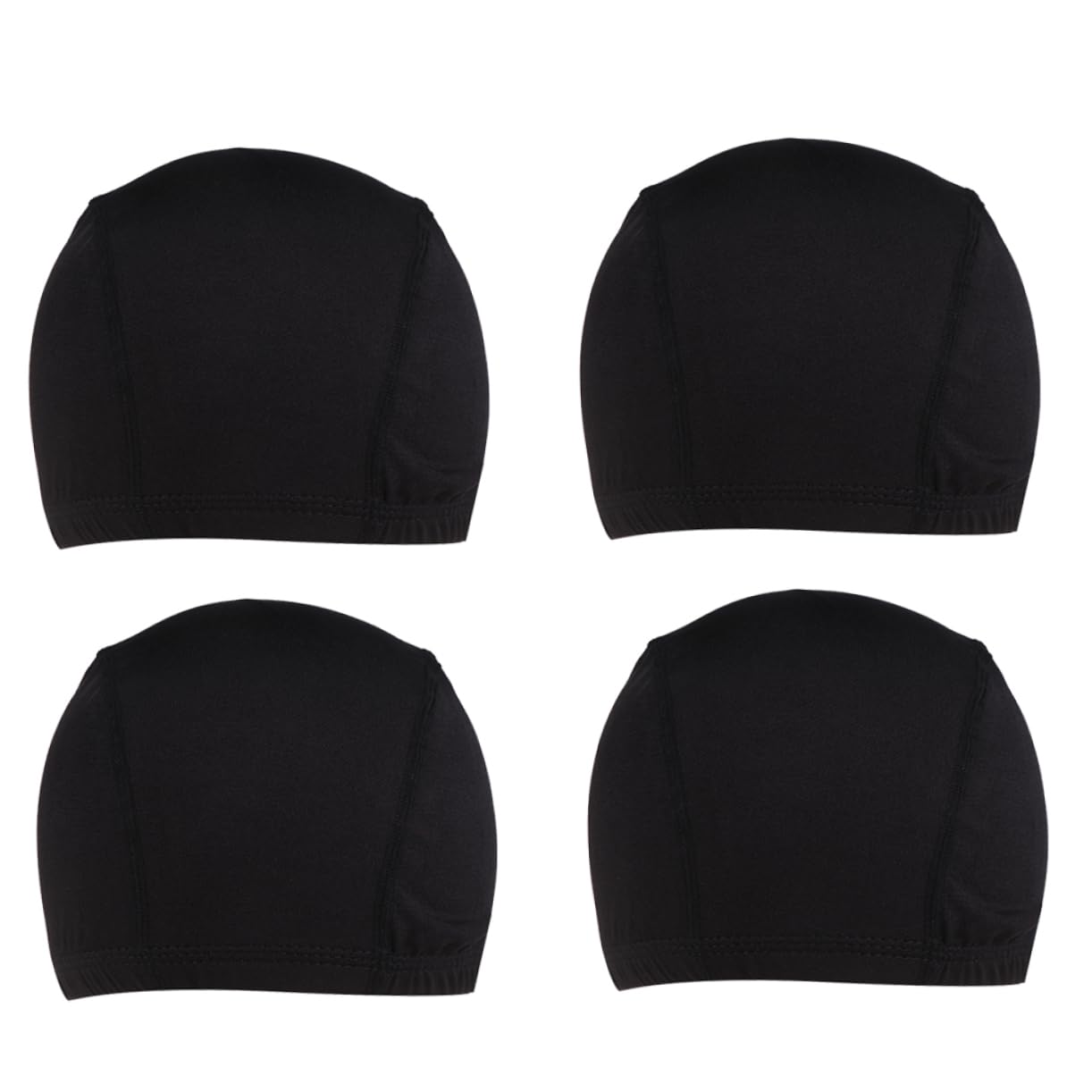 FRCOLOR Elastic Wig Liner Hat 4 Pieces Stretch Dome Cap for Wigs Black Comfortable Breathable One Size Suits