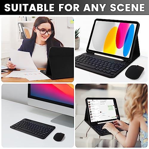Image of SOPPY Bluetooth Keyboard Case with Mouse for iPad 11th Gen. (A16) 11-inch 2025, 10th Generation 10.9 inch 2022, Detachable Protective Cover, with Built-in Pen Holder, USB-C Rechargeable, Black