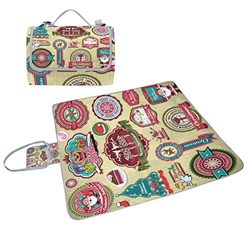 Preisvergleich Produktbild COOSUN Weihnachten Elements Picknick Decke Tote Handlich Matte Mehltau resistent und wasserfest Camping Matte für Picknicks, Strände, Wandern, Reisen, Rving und Ausflüge