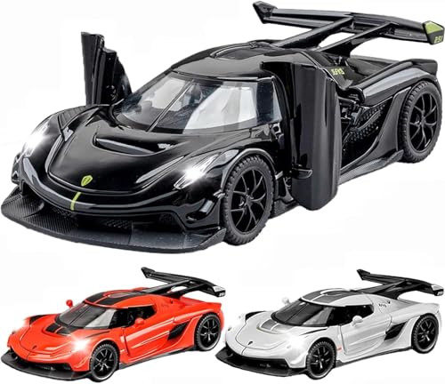 Image of 1:32 Koenigsegg Jesko Sports Die-Cast Metal Pull Back Car with 6 Openable Doors with Sounds and Lights Toy Decoration Car Best Gift Toys for Kids【Color As Per Stock】