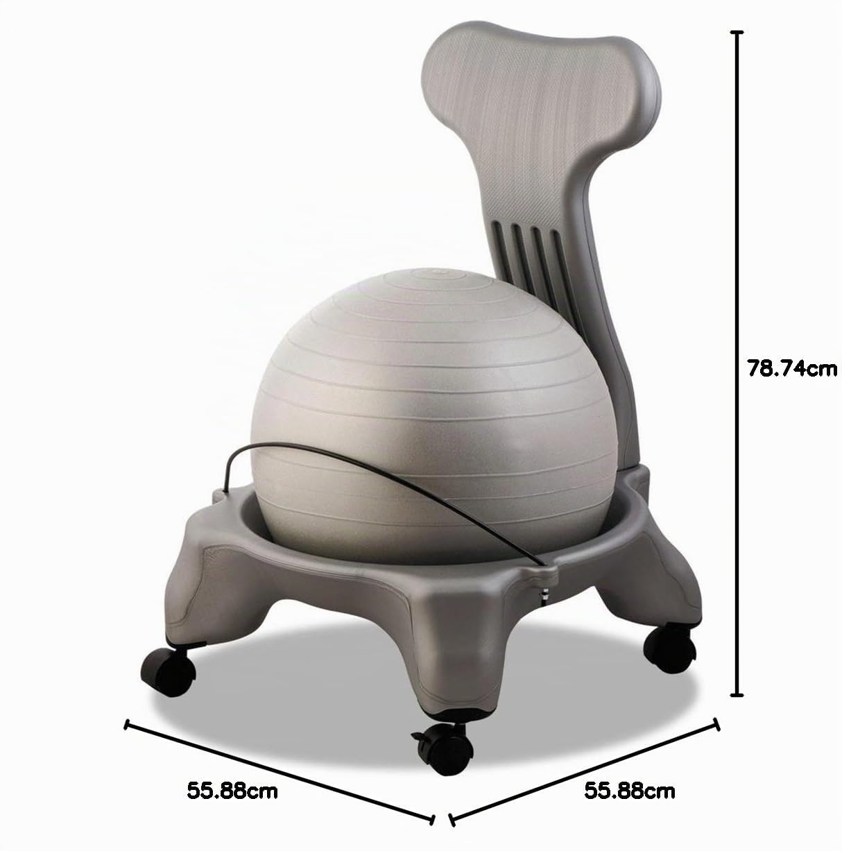Champion Sports FitPro Gymnastikball-Stuhl, mit Rollen und Rückenstütze für Zuhause oder Büro, inkl. Handpumpe, Schwarz