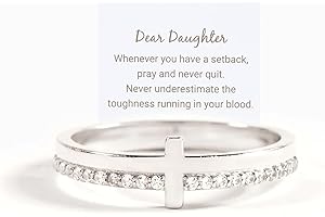 To My Daughter, Never Quit Golden Cross Ring