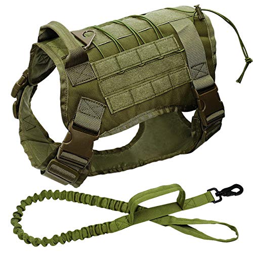 Cnrng  Arnés táctico Militar para Perros K9 Working Dog Chaleco Nylon Bungee Leine Entrenamiento Correr para Perros medianos Pastor alemán
