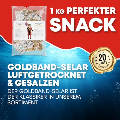 Goldband Selar Original 1kg - Fisch Jerky I High Protein I Snacks I Trockenfisch Omega 3 I Beef Jerky, Trockenfleisch & Chips Snack Alternative