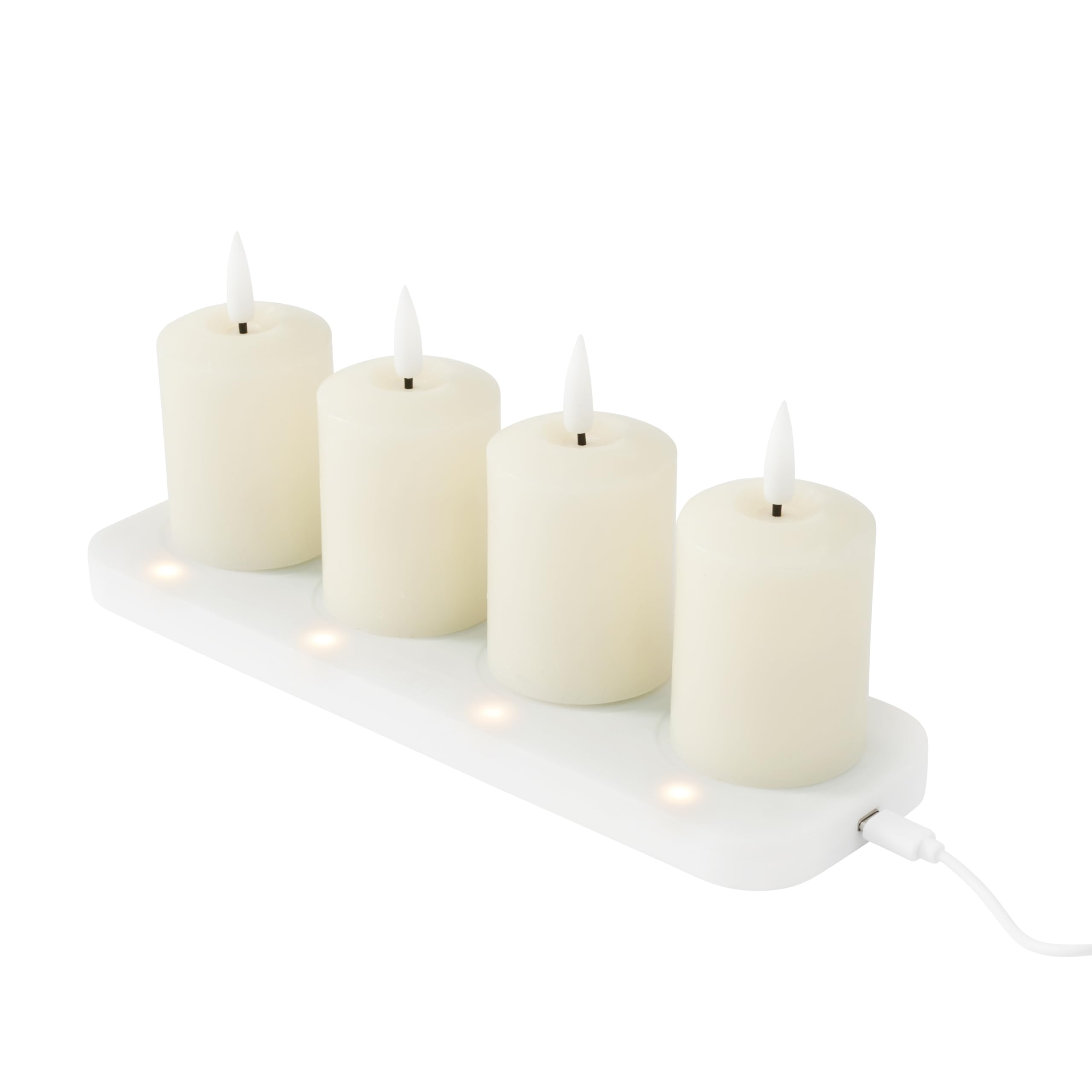 Lights4fun 4er Set TruGlow® LED Kerzen Wiederaufladbar mit Timer mit Fernbedienung und Timer LED Kerzen Aufladbar USB Kerzen Set