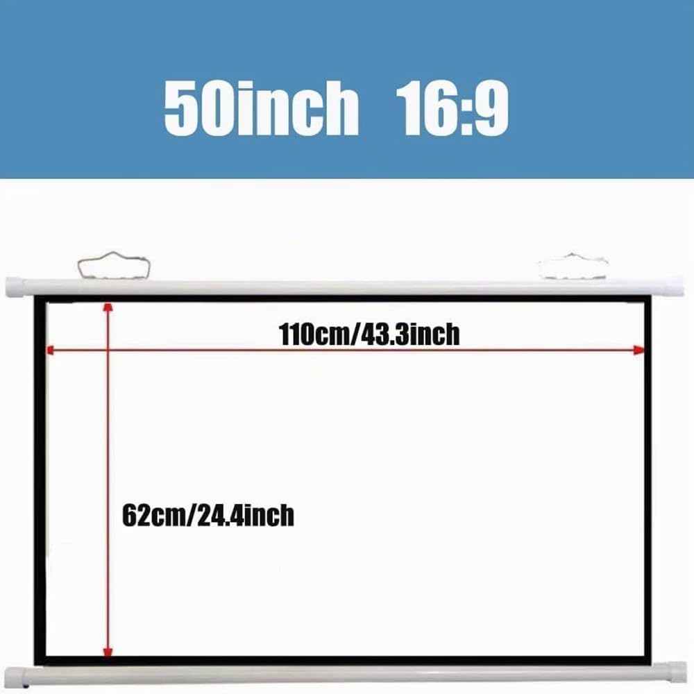 Écran De Projection HD 16:9 50/60/72 Pouces Écran De Projecteur Rétractable Écrans De Cinéma Extérieurs Écran D'affichage Public Mural(16:9,50inch)