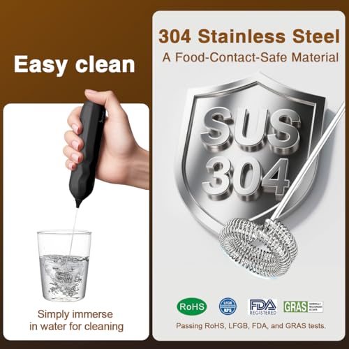 Image of SUPRUS Ultra Fast Handheld Milk Frother Double Whisk with Stand 2 Batteries Stainless Steel for Lattes Cappuccino Matcha Hot Chocolate Coffee Bar Accessories Kitchen Gadgets Gift