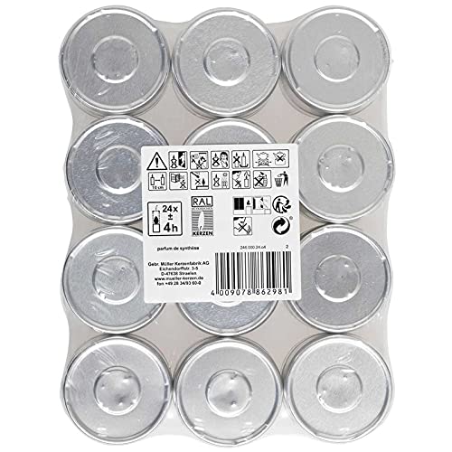 Mller Scented Tealight Candles - Scent: Anti-Tobacco - Pack of 24 Colored Tea Lights - 4 Hours Long Burning Small Candles - White Dripless Wax - 39 15 mm - Made in Germany - RAL Quality - Image 3