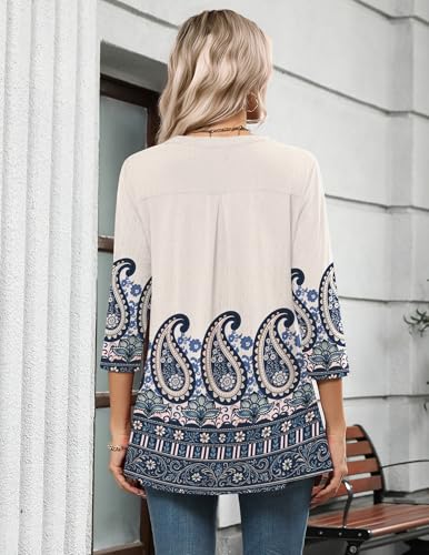 Image of Zeagoo Womens 3 /4 Length Sleeve Tops V Neck Tunic Dressy Casual Blouse