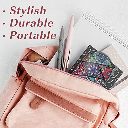 Image of MoKo Double Eyeglass Case, Contact Lens Case with Mirror Tweezers Remover, 2 in 1 Double Sided Portable Contact Lens Box Holder Container Storage Kit Sunglasses Pouch for Men & Women, Rhombic Datura