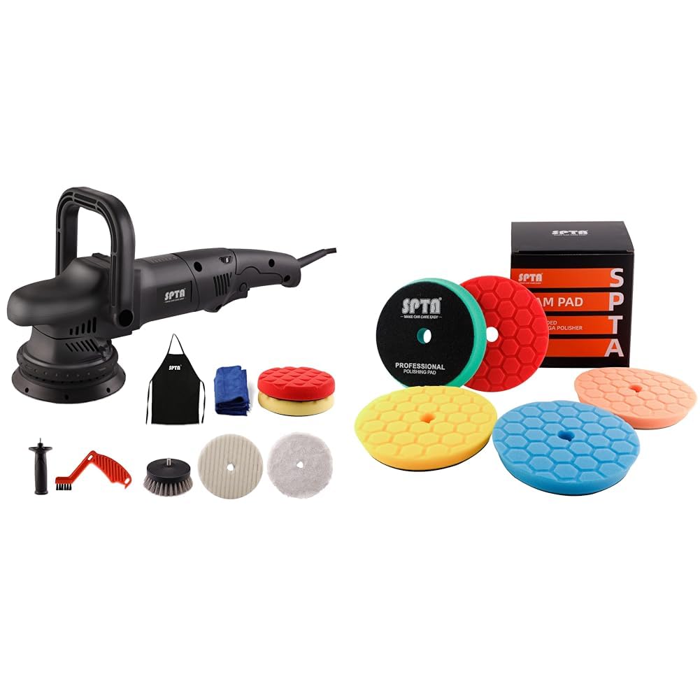 SPTA Polisseuse Orbitale Excentrique, 3800RPM, 150mm/125mm, Kit 5 Pièces