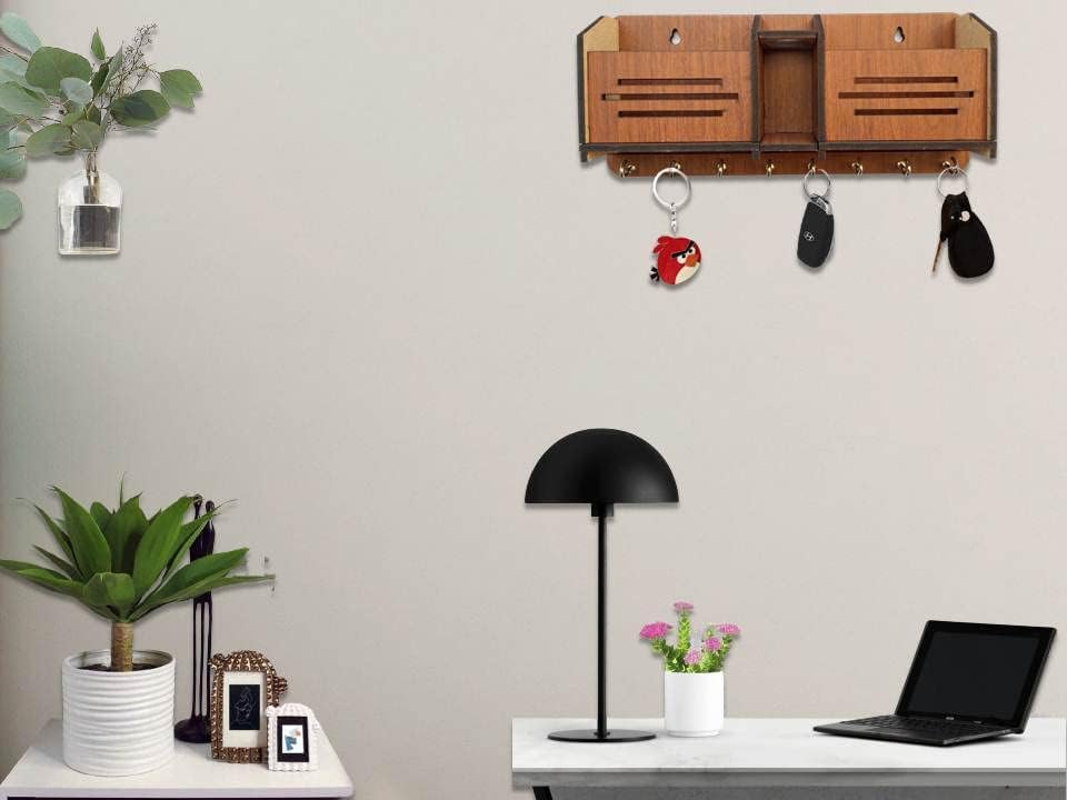 Image of Wooden Key Holder for Home MDF Wood Wall Mounted Designer Key Holders for Wall Decor Keys Hanger Stylish Mobile Stand Key Organizer for Home Decor and Office Decor Keychain Hanger