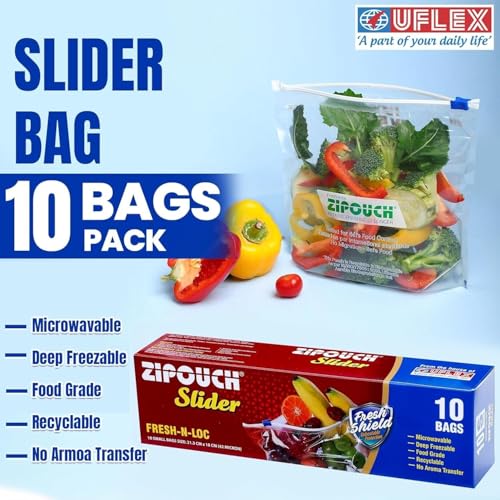 Image of Zip Lock Bag with Slider | Assorted Pack of 3 (10 Small + 10 Medium + 10 Large) | Ziplock Bags for Fridge & Travel Packing | Zipper Pouch & Zip Lock Covers for Food, Vegetables & Kitchen