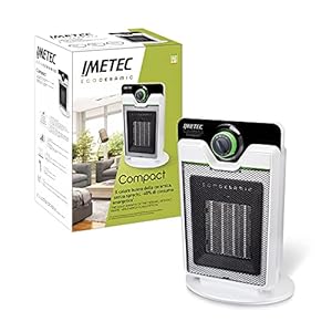 Imetec Eco Ceramic, ventilatorkachel, elektrische ruimteverwarming, keramische technologie, laag stroomverbruik, geruisloos, 3 temperatuurniveaus, kamerthermostaat