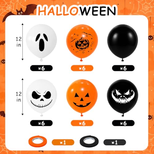Image of Halloween Party Balloons 12Inch Black Orange Ghost Spooky Balloon