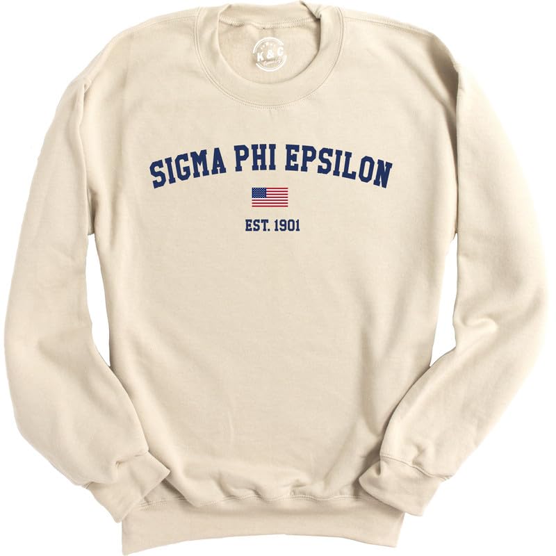 Sigma Phi Epsilon Sweatshirt - SigEp USA Flag Fraternity Crewneck Sweatshirt